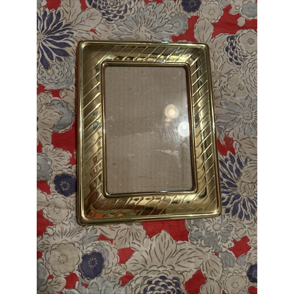 Vintage Brass Metal Gold Tone Ornate MCM Picture Frame Easel Back